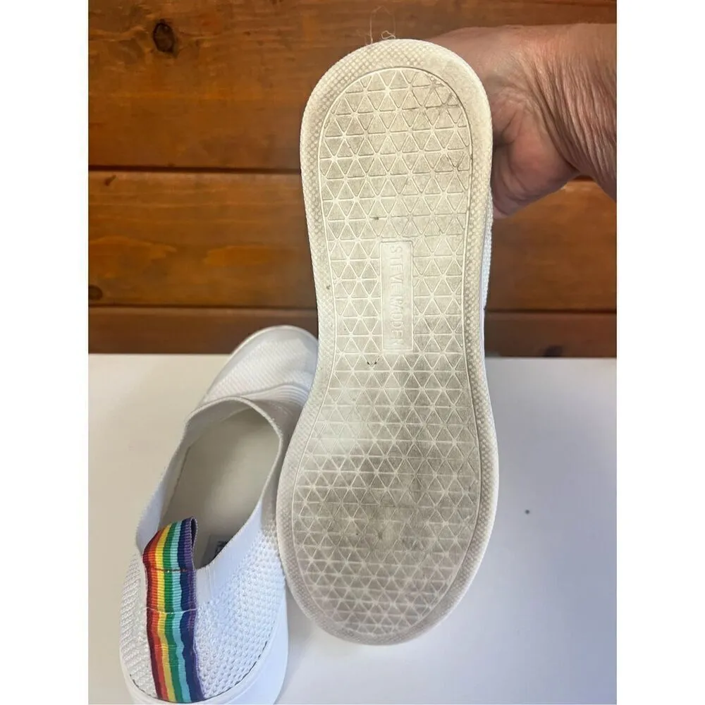 Steve Madden BEALE Sz 8.5 White  Knit Fabric Slip On Shoes - Image 4