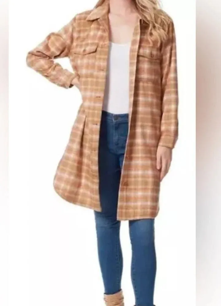 Jessica Simpson NWT Romi long plaid flannel button up sz Medium 20” p2p - Image 4