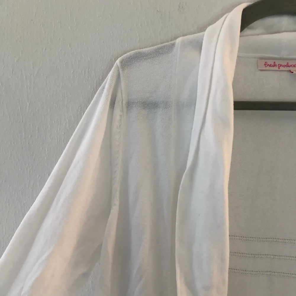 Fresh Produce Cardigan White Open Front Cotton Cardigan Sz M/L GUC - Image 3