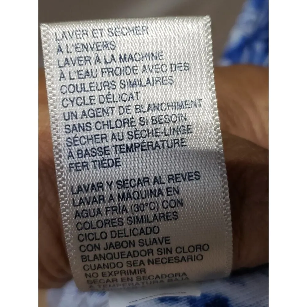 Rafaella Women's Blue & White Cotton Round Neck Short Sleeve Knee Length Dress S - Image 11