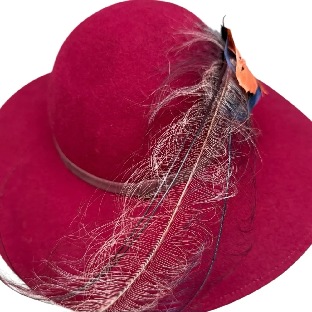 Vintage Burgundy Felt Hat Wide Brim Kurt Jr. by Tom Horn, Small Fit, Occasional Red - Image 5