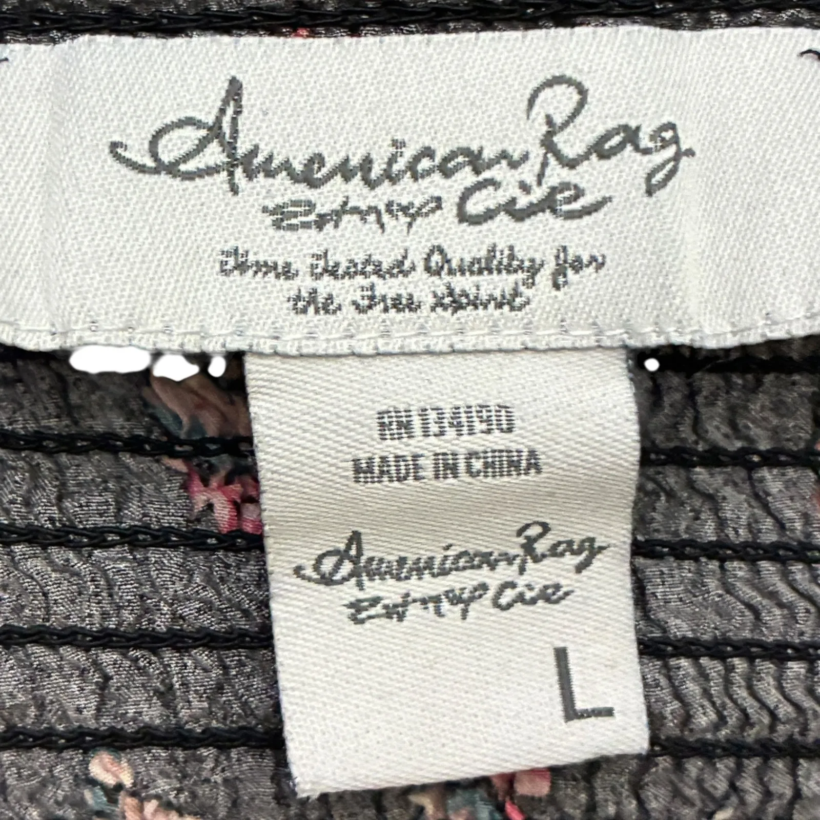 American Rag Black Floral Smocked Strapless High Low Maxi Dress M - Image 6