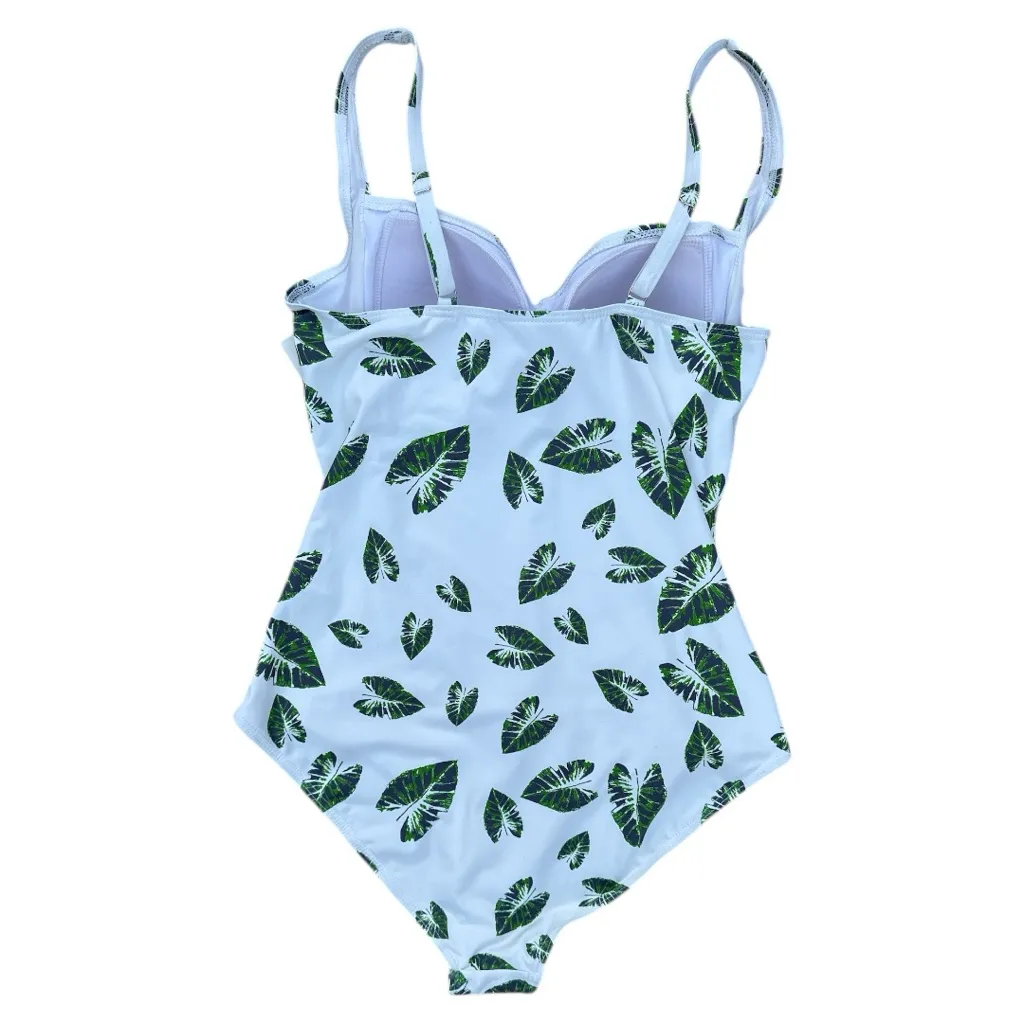 Ekouaer One Piece Swimsuit XL Tropical Palm Ruched Tummy Control NWT - Image 3