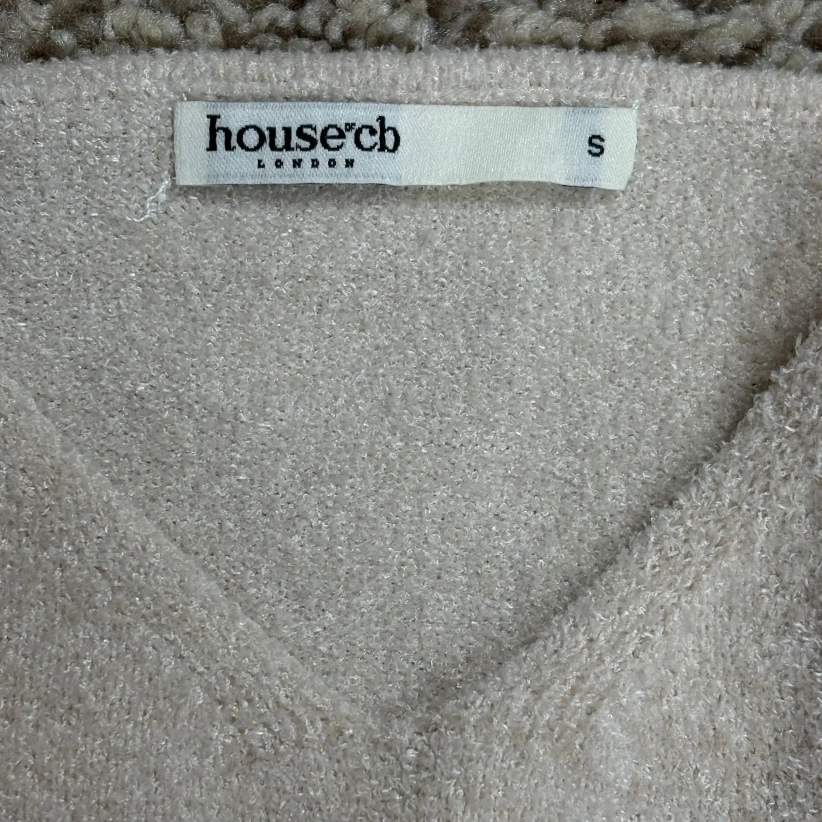 House of CB London Crop Cardigan Bandeau Set Cream S Fluffy Feminine Romantic - Image 10