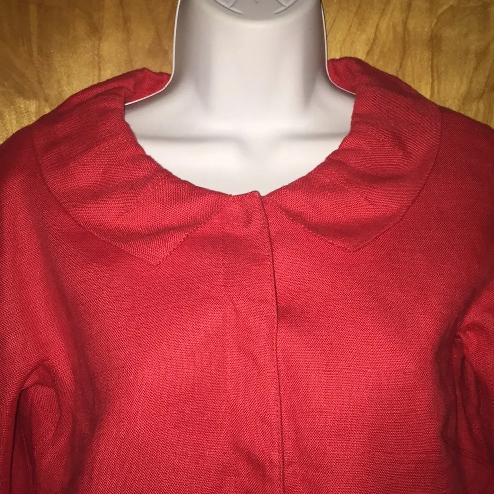 Brand New Carlisle Cropped Red Linen Jacket! Size 2 NWT - Image 2