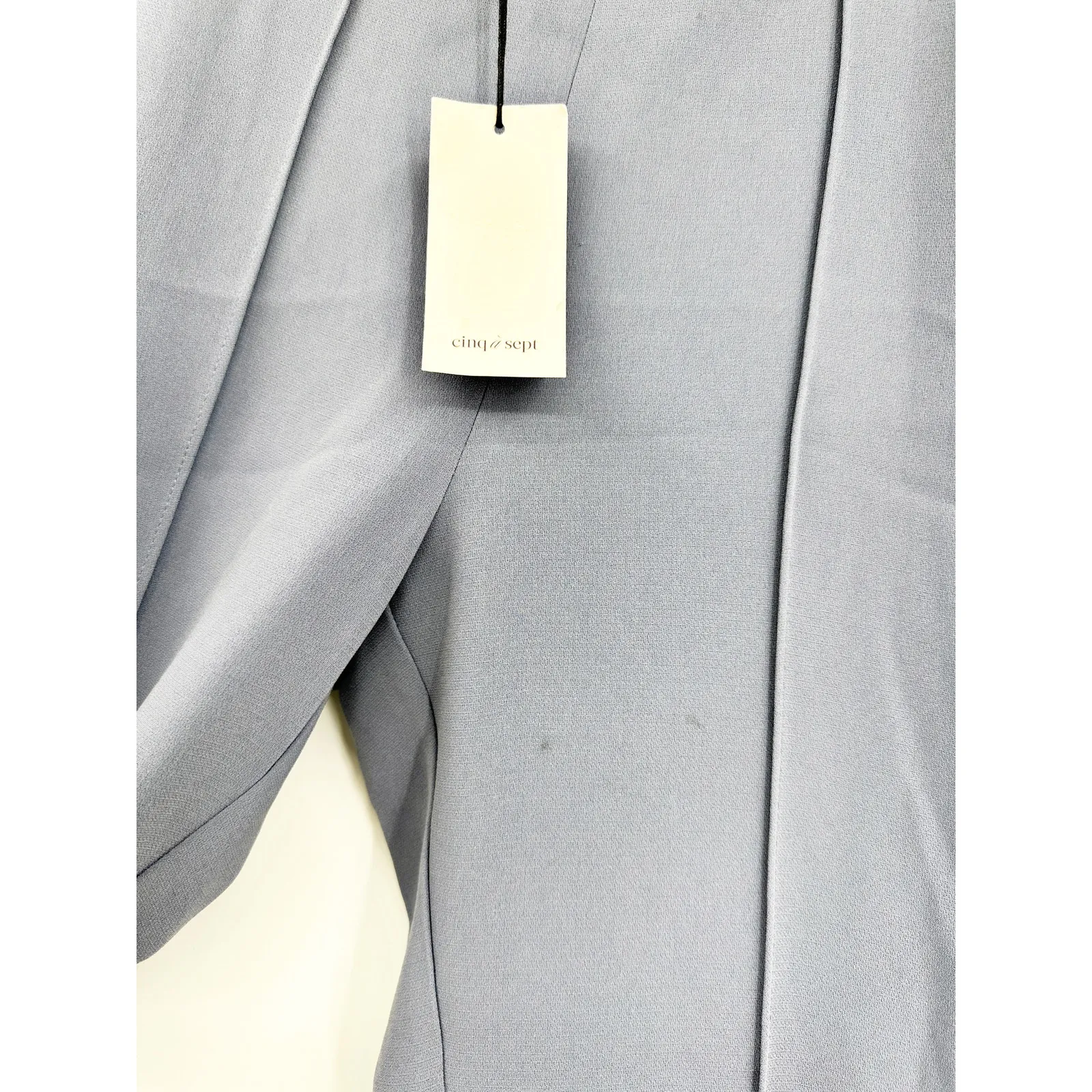 Cinq a Sept Embellished Straight Leg High Waisted Seamed Pants in Slate 4 NWT Blue - Image 5