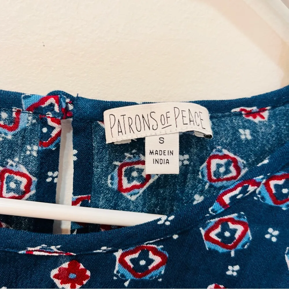 Boho Crochet Detail Tunic by Patrons of Peace size small blue - Image 4