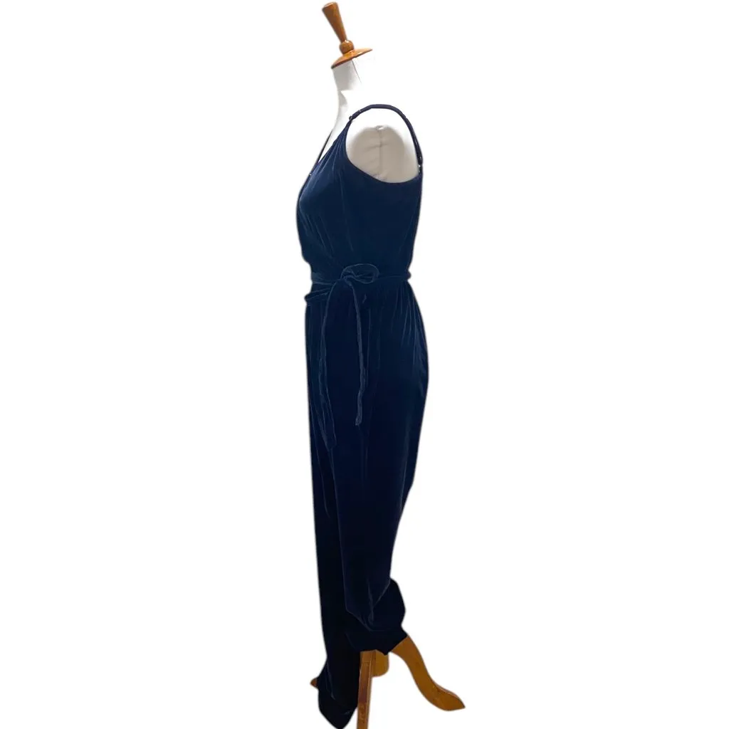 Gap  Velvet Jumpsuit Midnight Navy Blue Size M Tall - Image 12