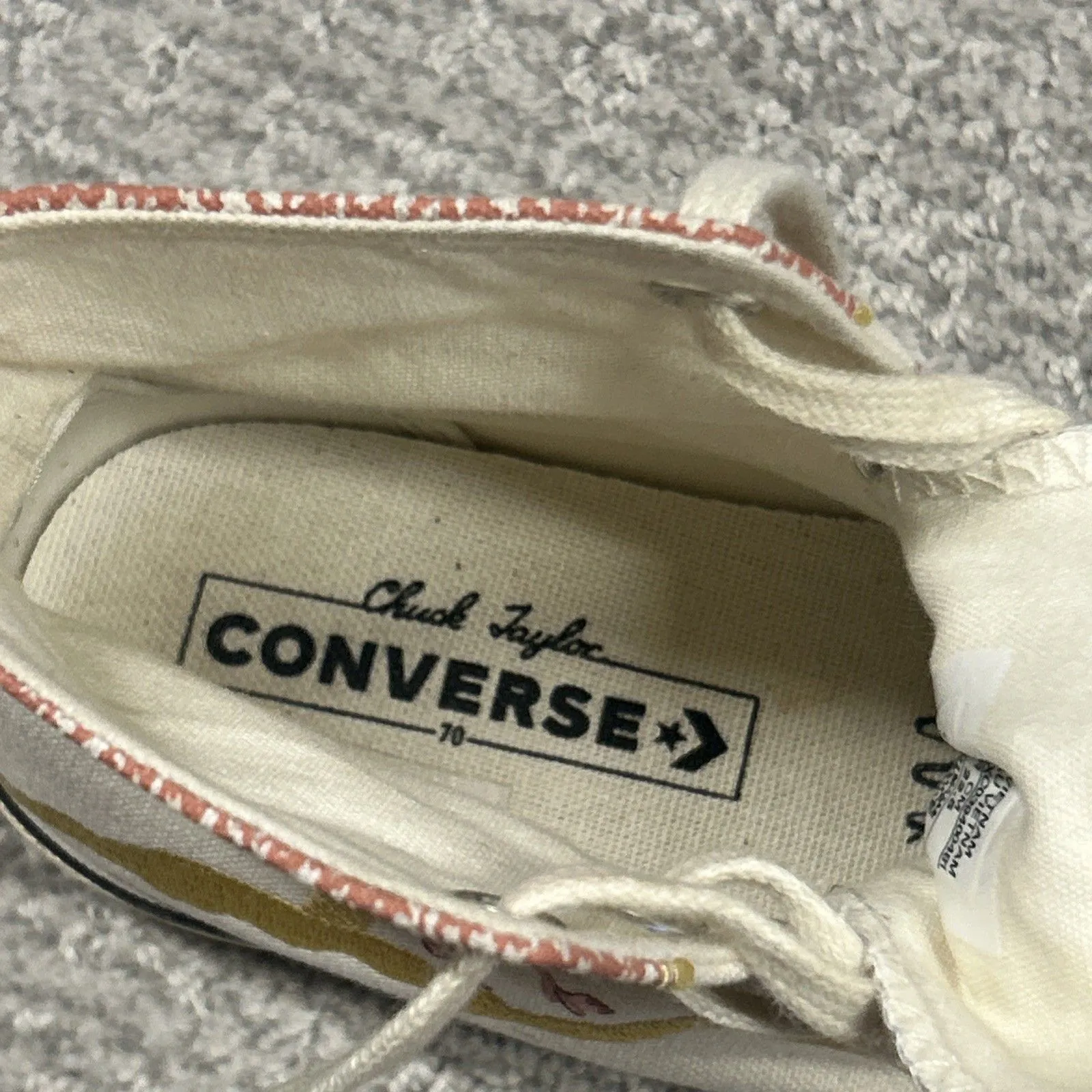Converse Chuck Shoes Womens 5.5 70s Egret Golden Repair High Top Floral Sneakers - Image 10