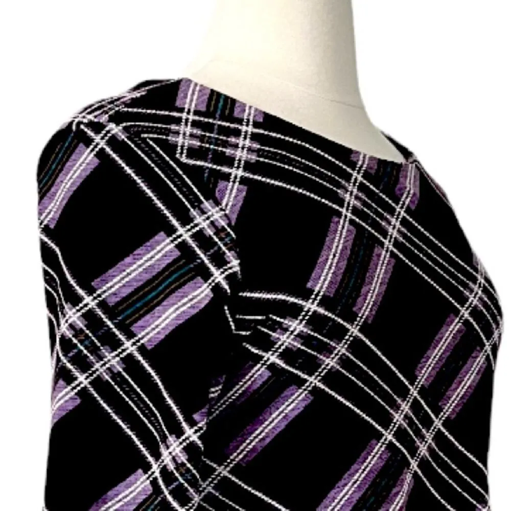 Ronni Nicole Ruffle Sleeve Shift Dress Purple Plum Plaid Women's Size XL - Image 6