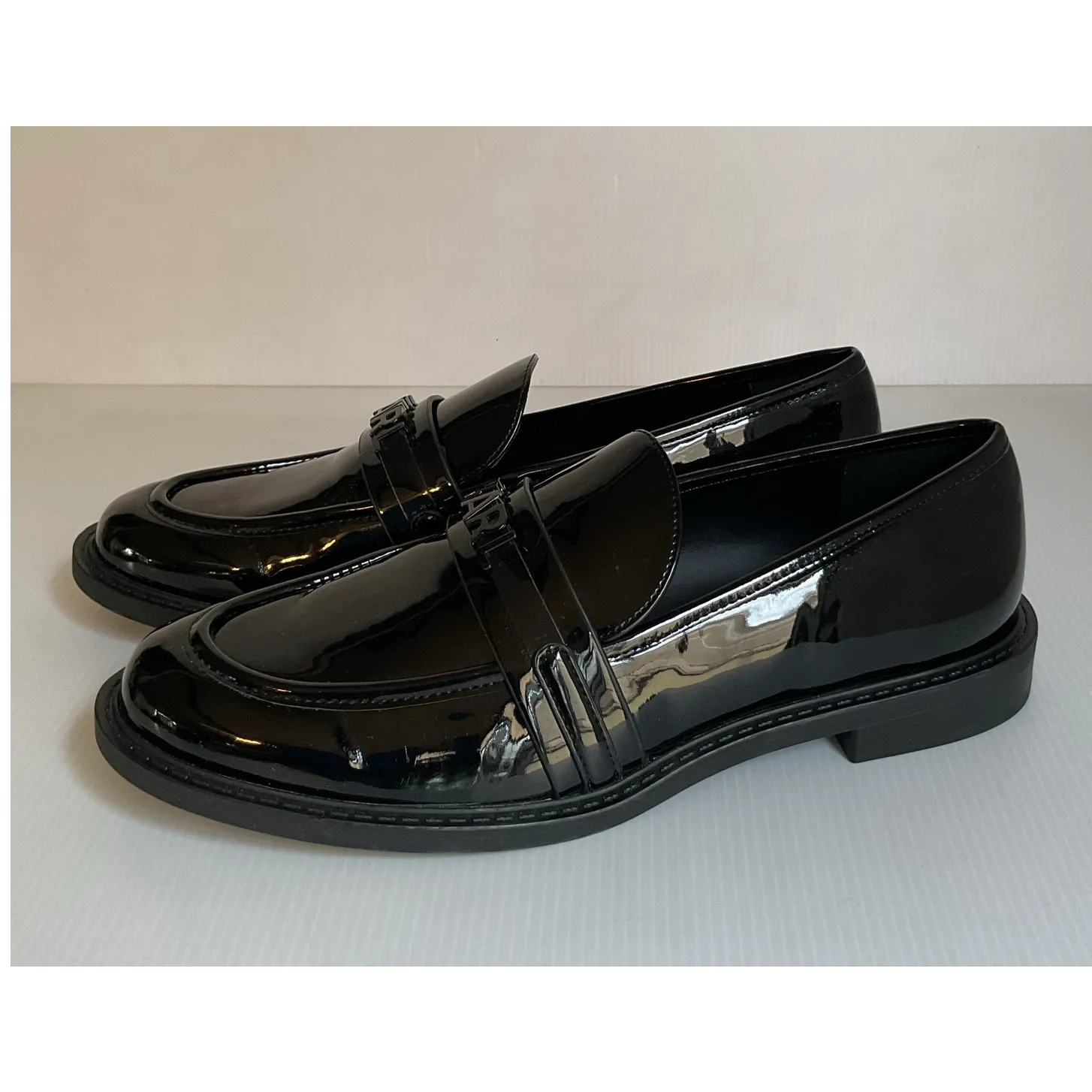 Karl Lagerfeld Black Patent Loafers Women’s Size 9 Classic Slip On Shoes - Image 2