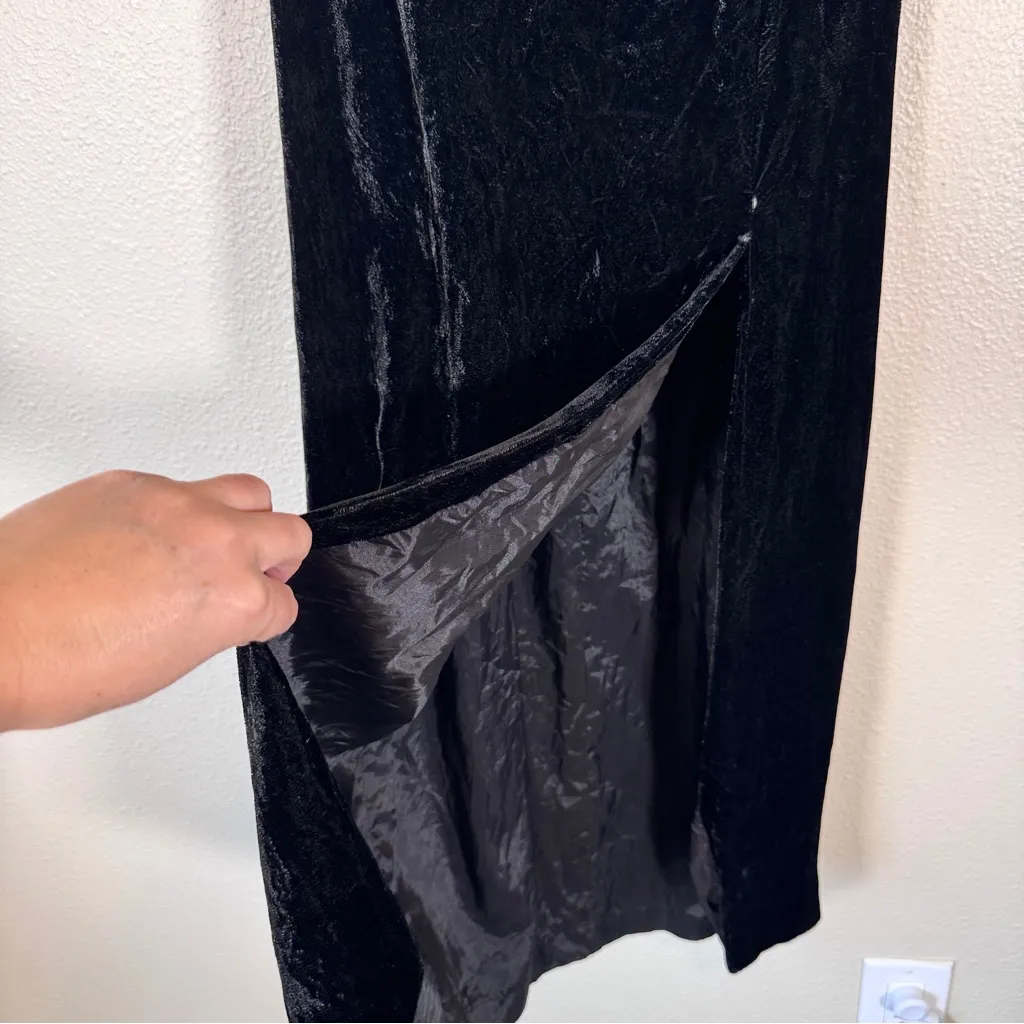 Vintage NightsWay Black Velvet Strapless Midi Dress Womens 4 Formal Boning - Image 9