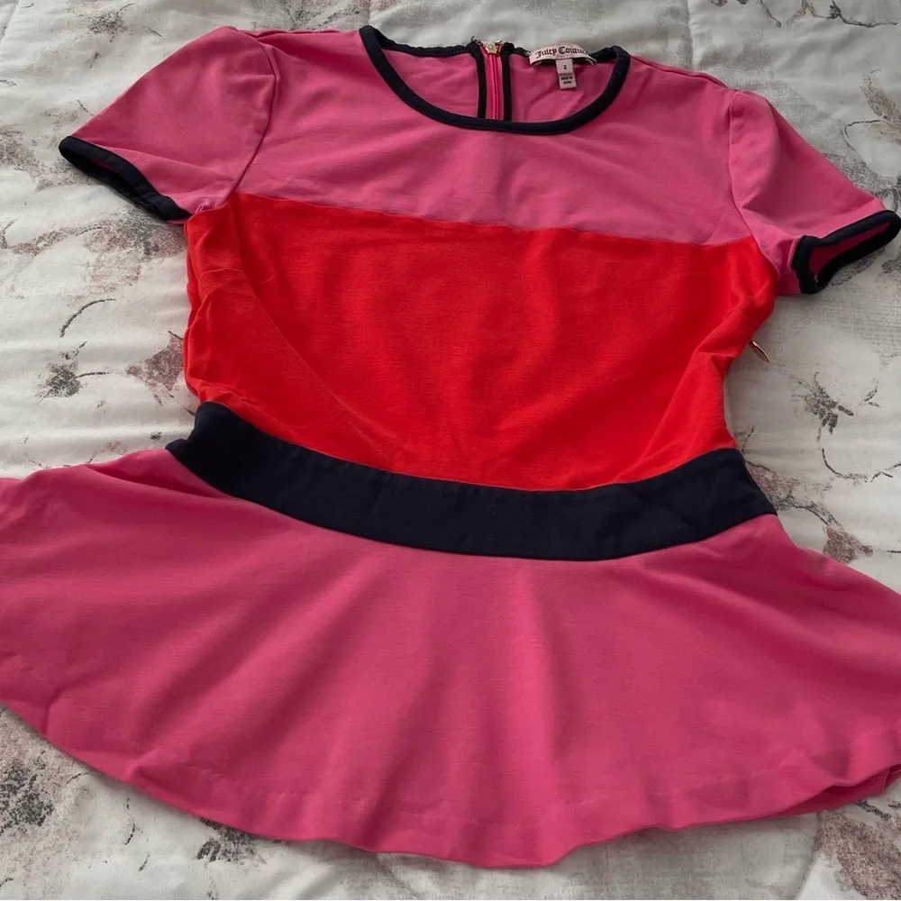 Juicy Couture pink orange colorblock peplum ruffle blouse, size 2 Barbiecore - Image 16