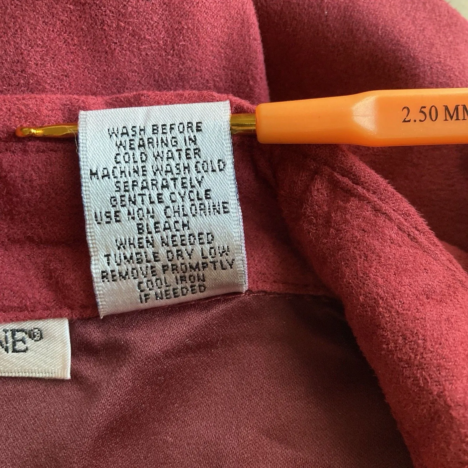 Rebecca Malone Womens Faux Suede Shirt Jacket S Zip Up Western Dark Red Ribbed - Image 8