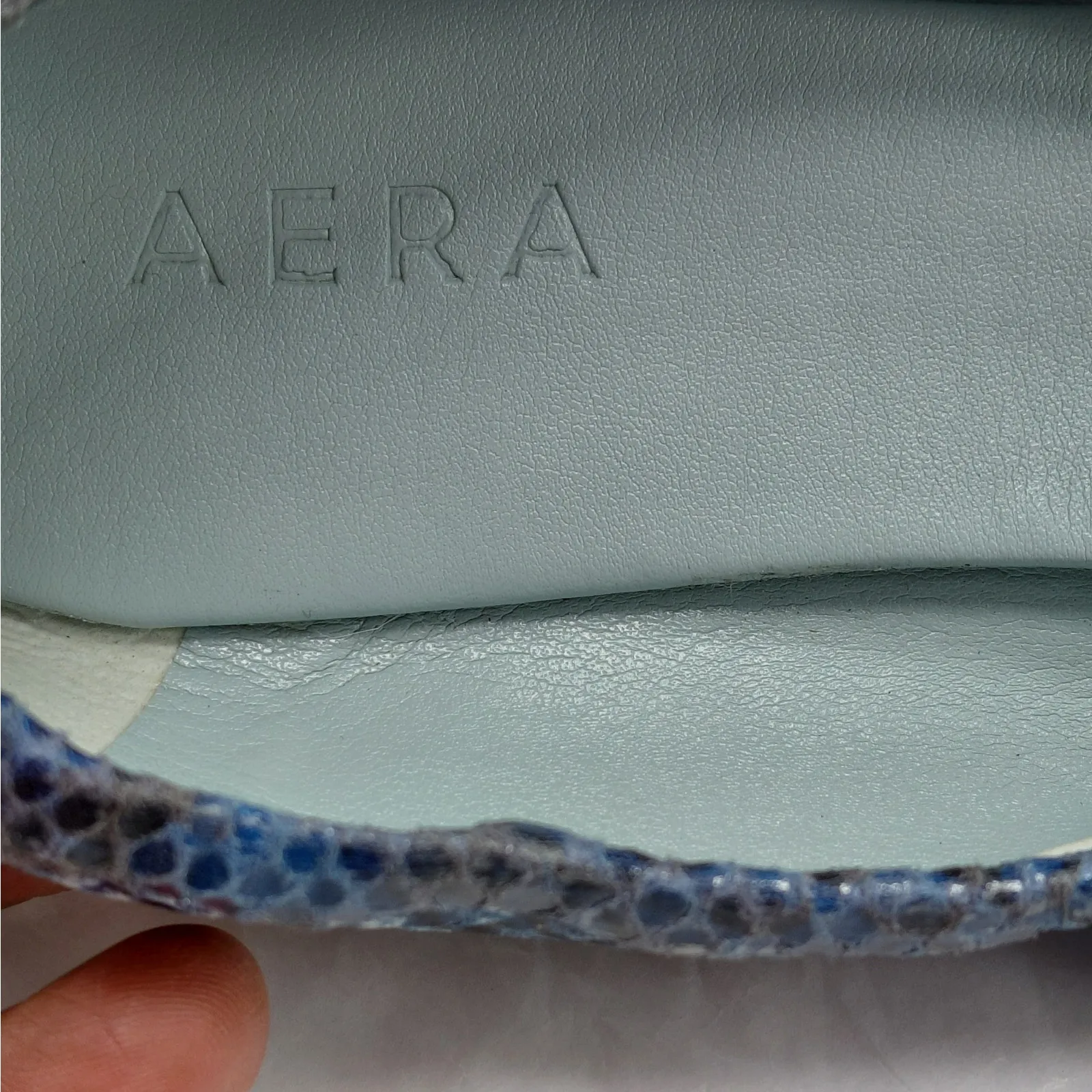AERA Women’s Blue Snakeskin Ballet Flats 36.5 US 6 Vegan Italy Luxe Minimalist - Image 6
