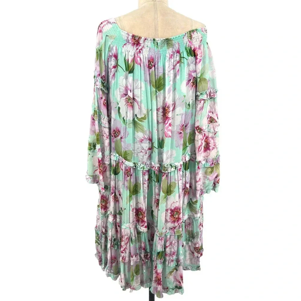 Miss June Paris Fleur Dress Off the Shoulder Floral Print One‎ Size Blue Size undefined - Image 11