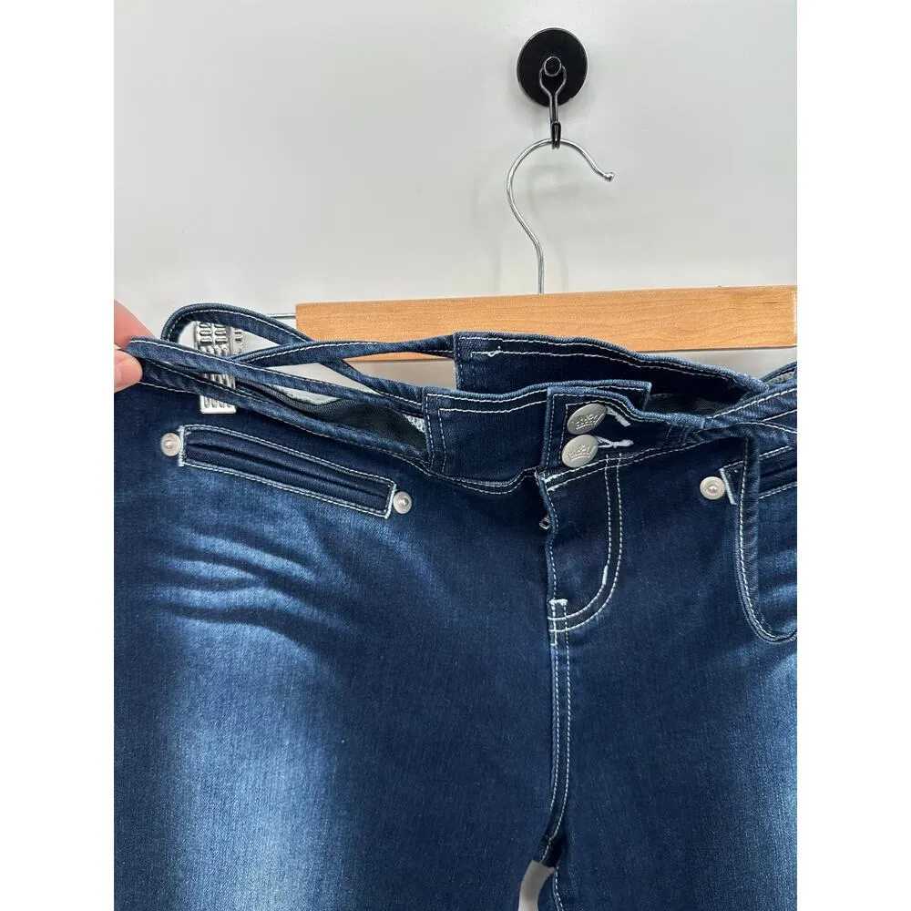 Generation Kiss Dolls Kill Acid Washed Flare Denim Jeans Women XXL Cut Out Waist Blue Size undefined - Image 4