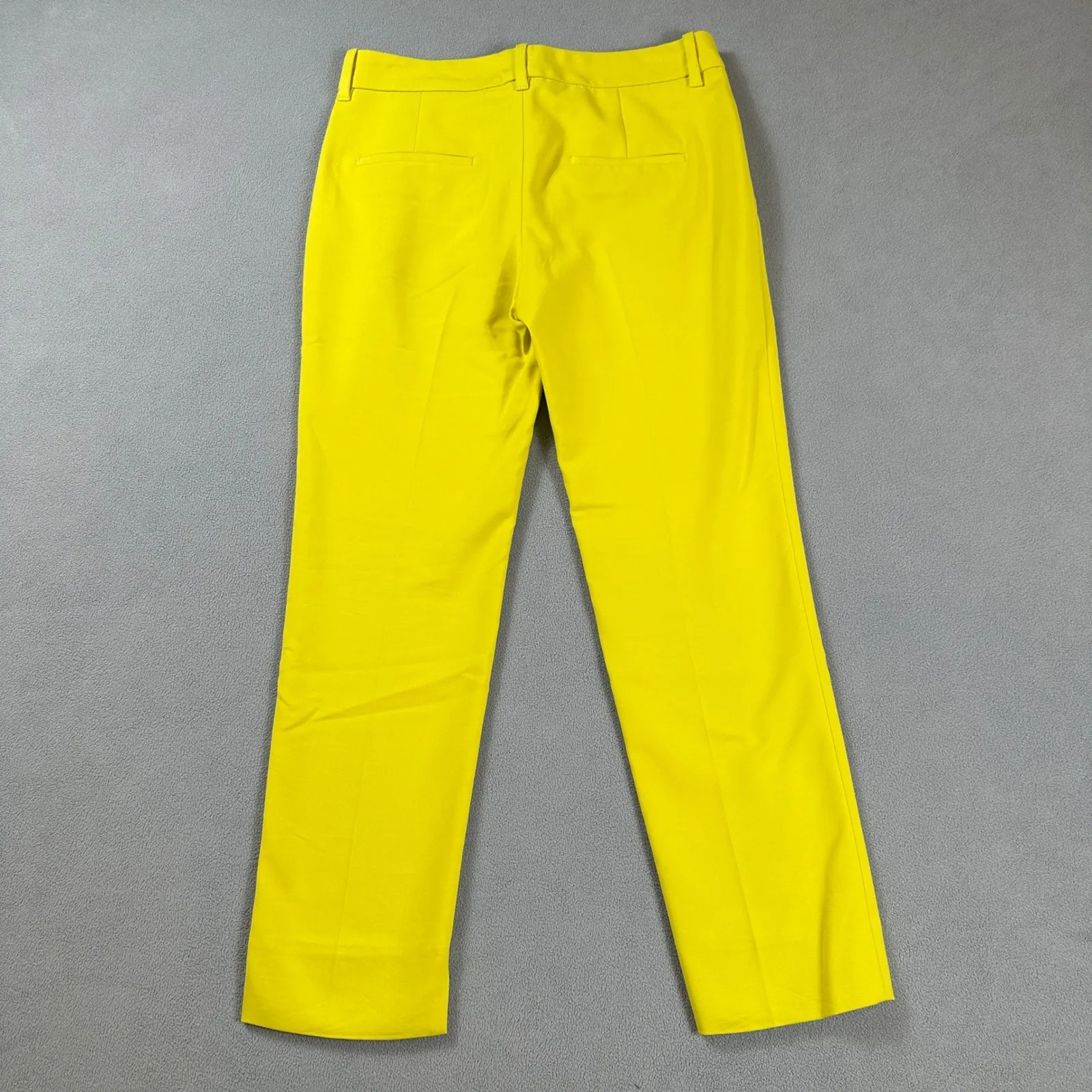 ZARA Woman Pants 6 Bright Yellow Straight Leg Ankle Crop Side Slits Trousers - Image 2