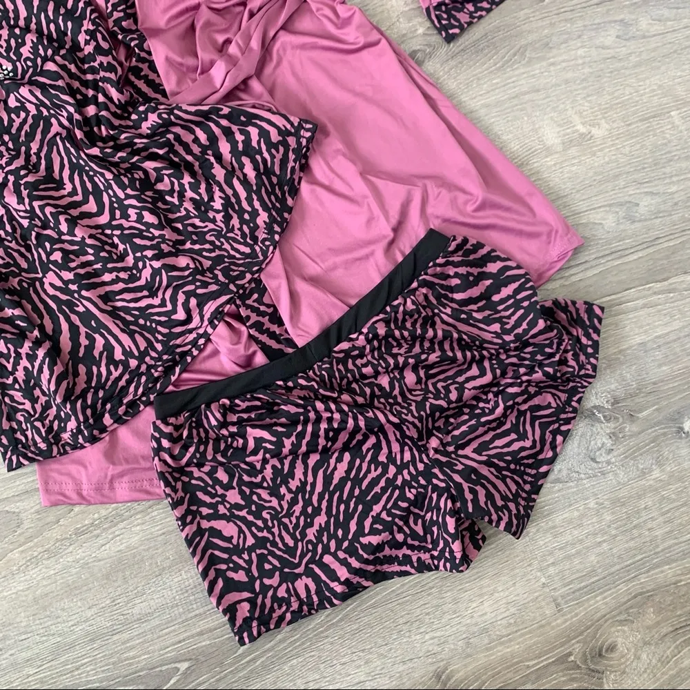 *NWT BEBE Animal Print Zebra Pink Pajama Set with Matching Belted Robe - Image 7
