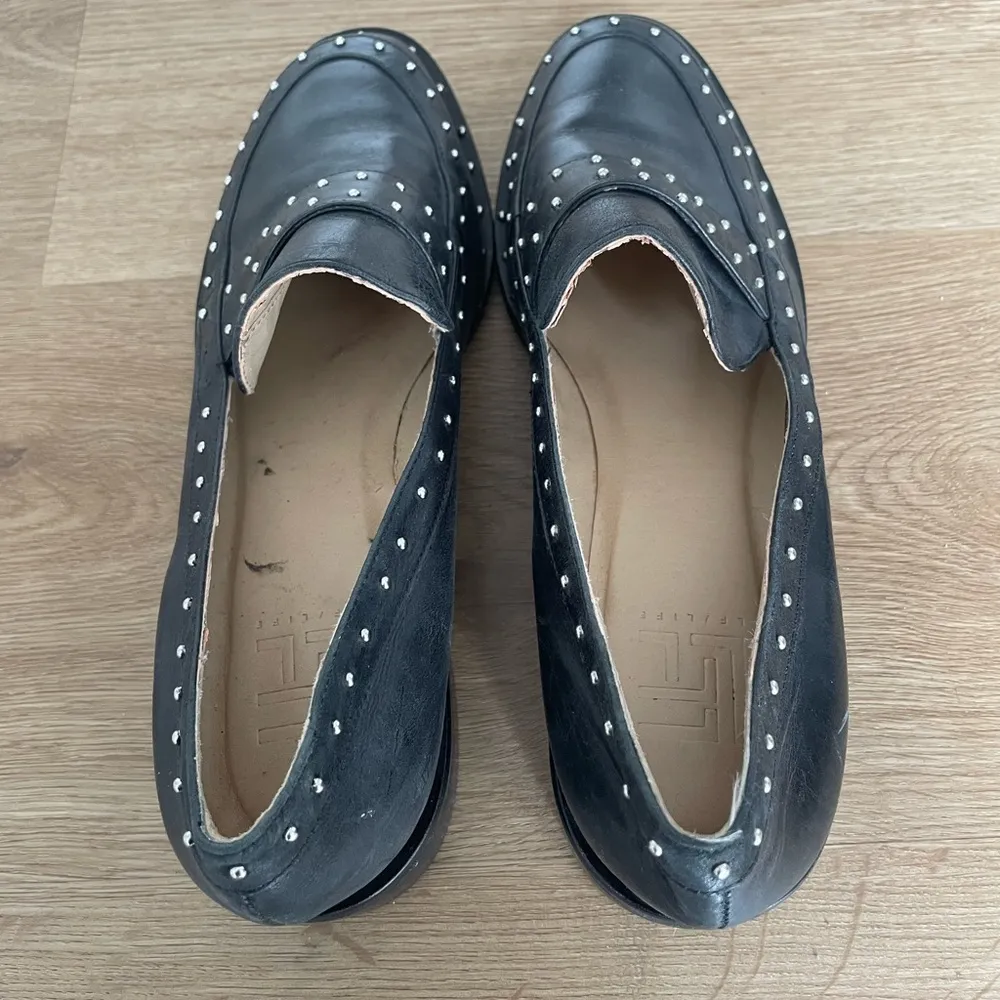 LF/Life Leather Black Silver Studded Loafers Size 7.5 - Image 8