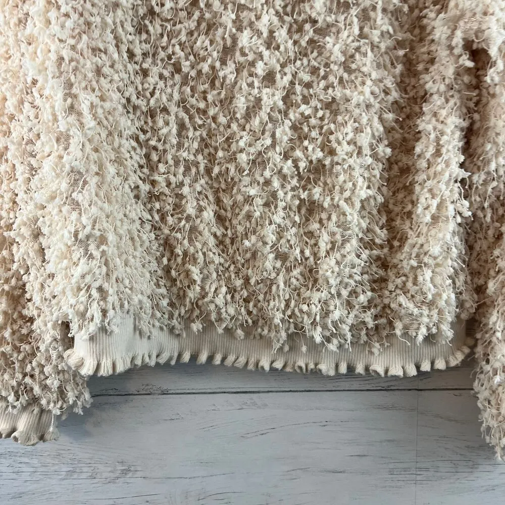 Pants Store Cream Nubby Knit Crew Neck Sweater Size L - Image 4