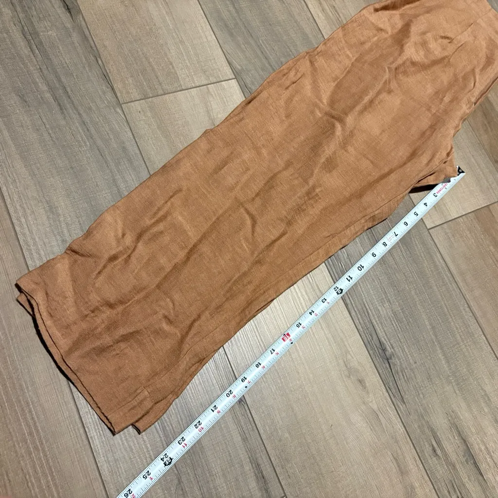 Scotch & Soda linen zip front trouser pants straight leg brown size medium - Image 9