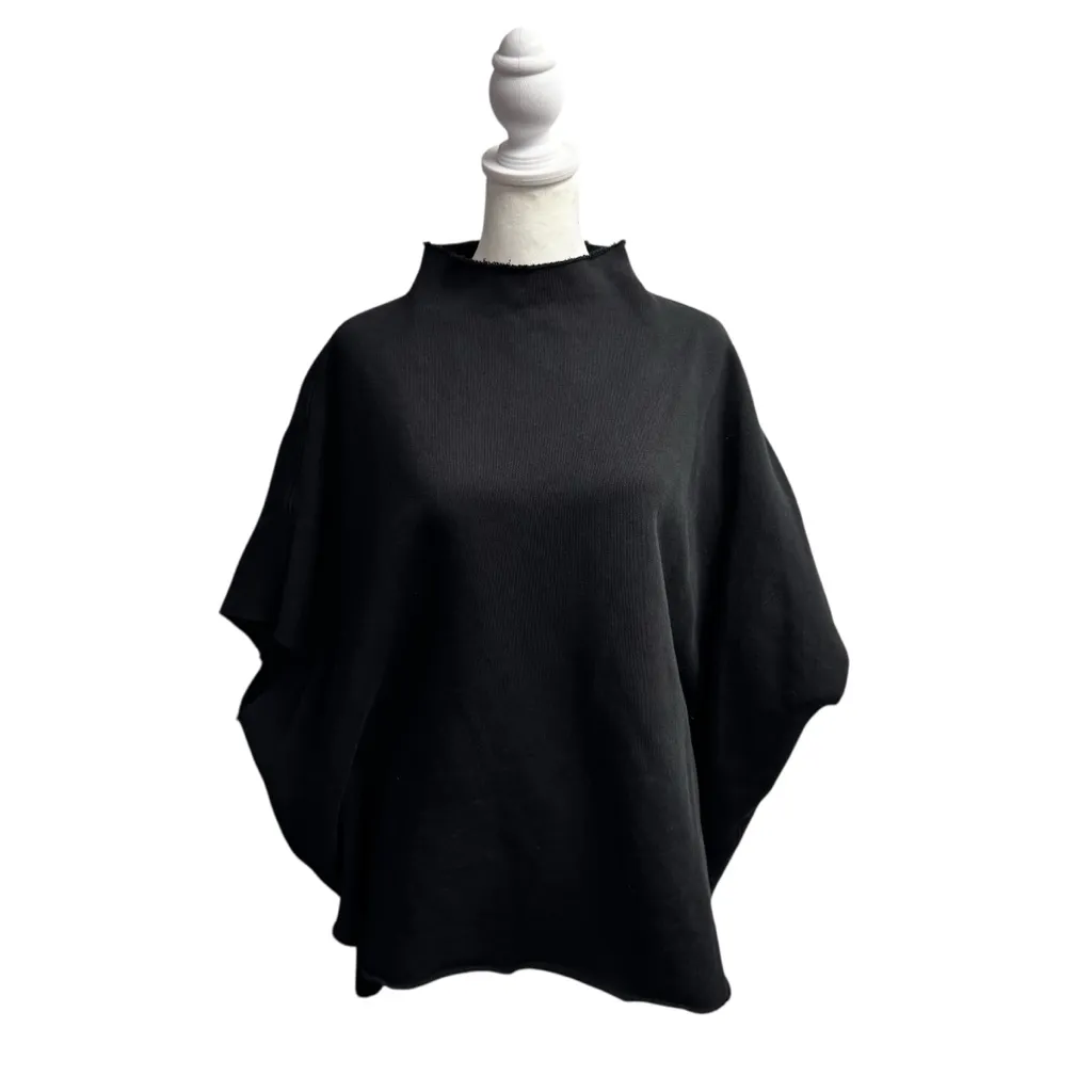 Frank & Eileen Audrey Funnel Neck Capelet Triple Fleece One Size OS Black - Image 3