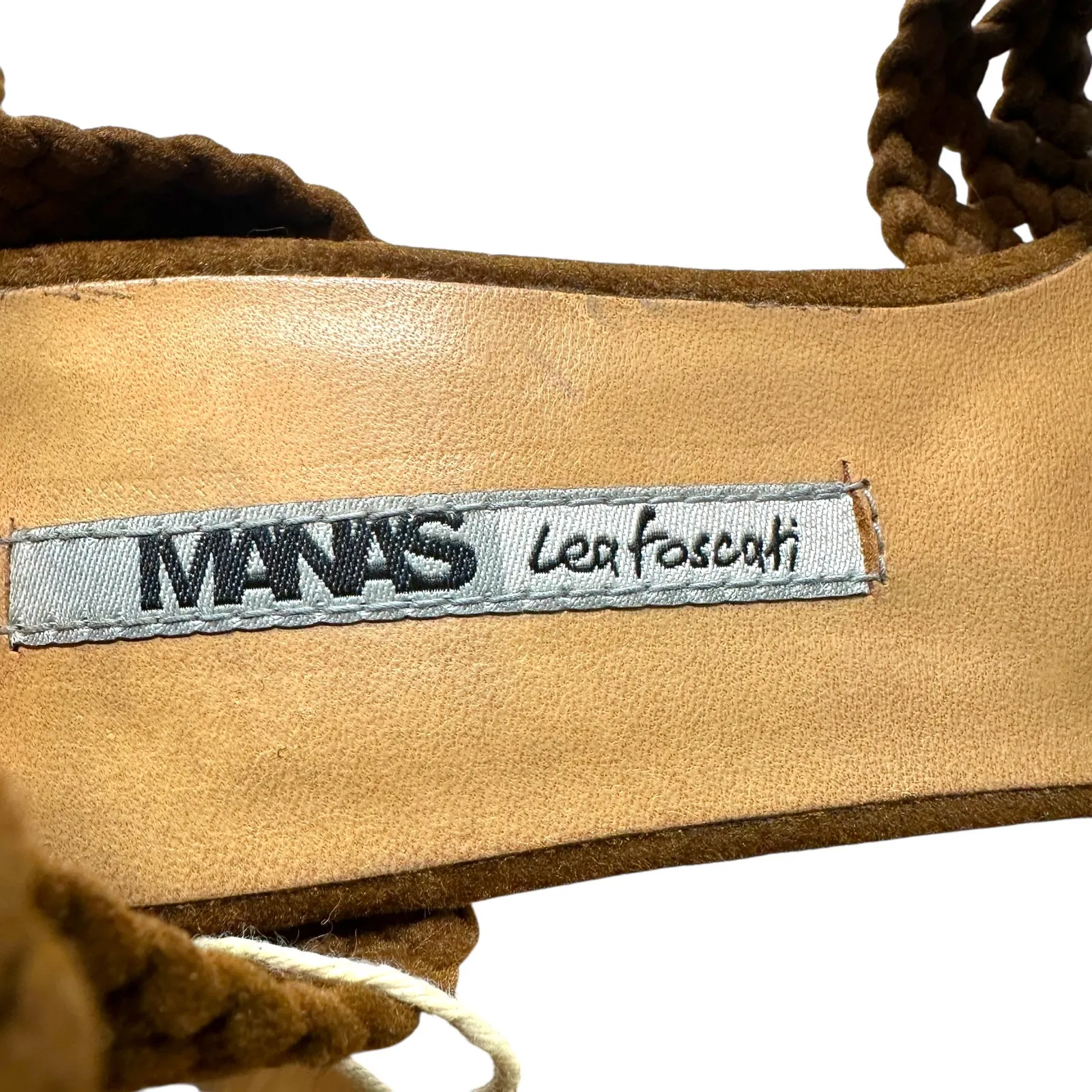 Manas Lea Foscati High Heels Platform Braided Suede Brown Tan Size‎ 38 US 8 - Image 14