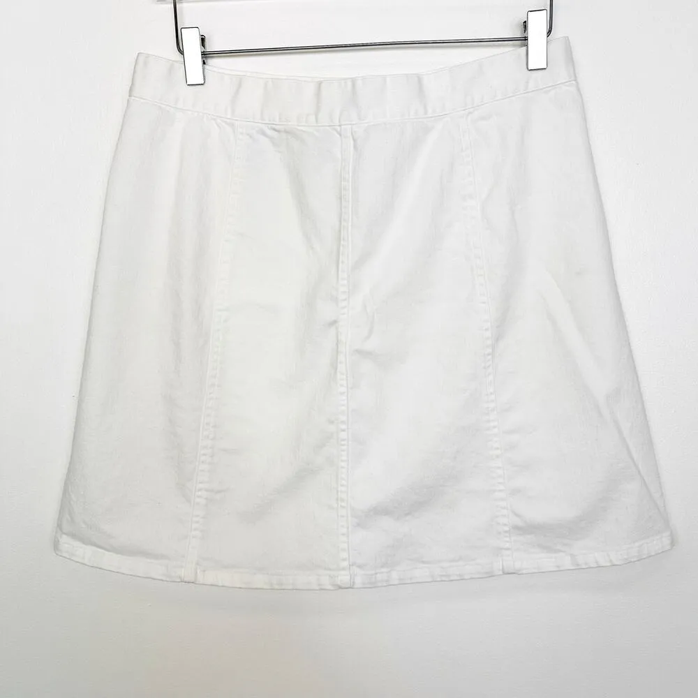 Draper James White Scallop Button Front Denim Skirt 12 - Image 3