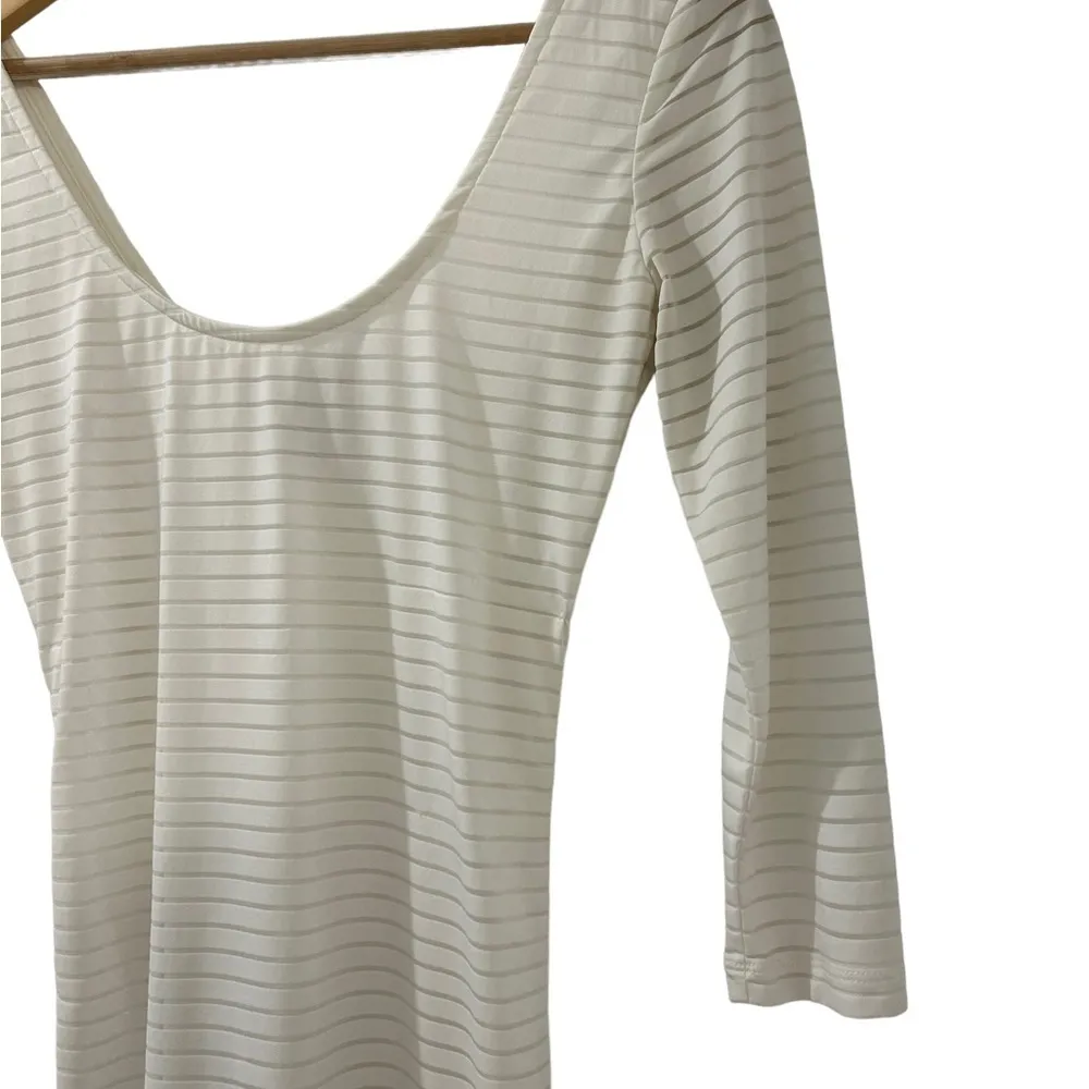 Forever 21 F21 White Long Sleeve Ribbed BODYCON mini dress, Size Small Women’s - Image 2