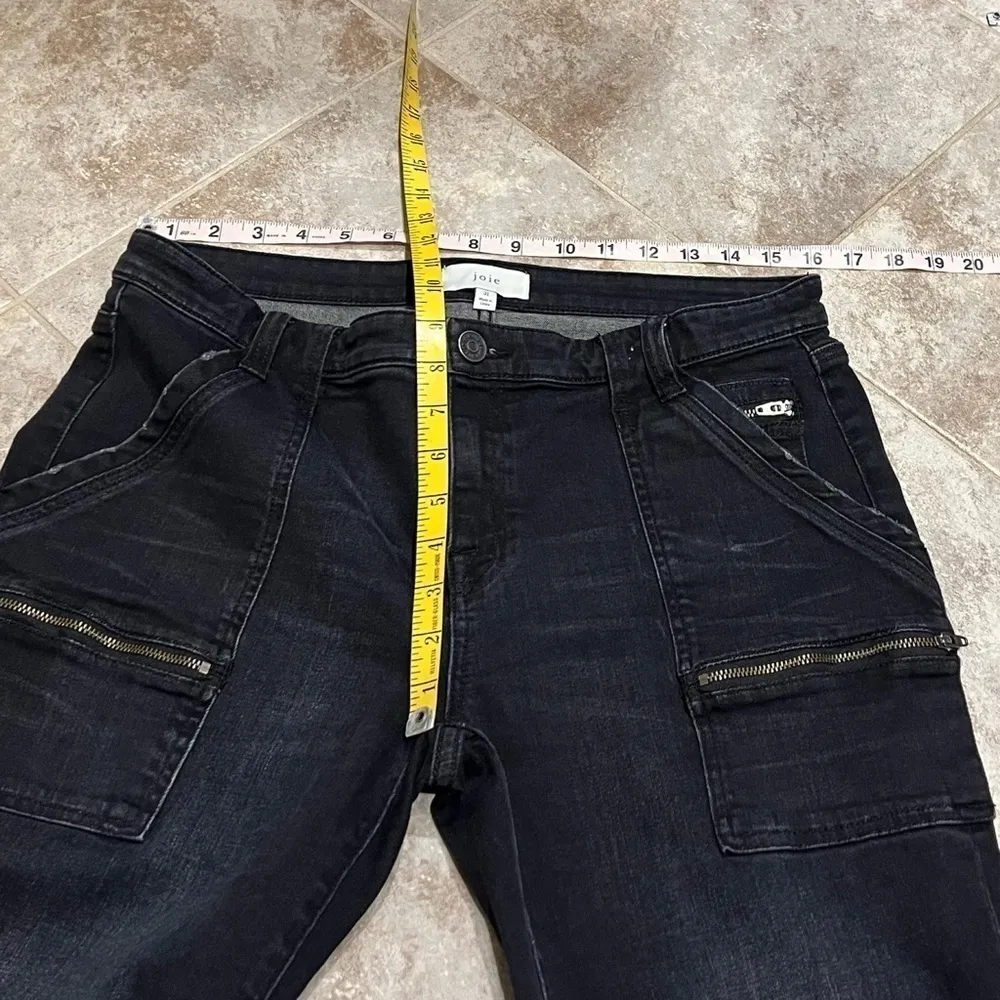 Joie Park Zipper Mid Rise Ankle Skinny Moto Jeans Stretch Dark Black Wash 31/10 - Image 10