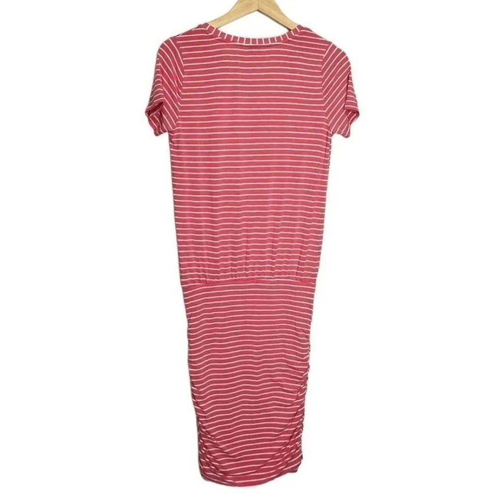 Joules Pink Striped V Neck Short Sleeve Knit Dress Size 4 Casual Pink - Image 3