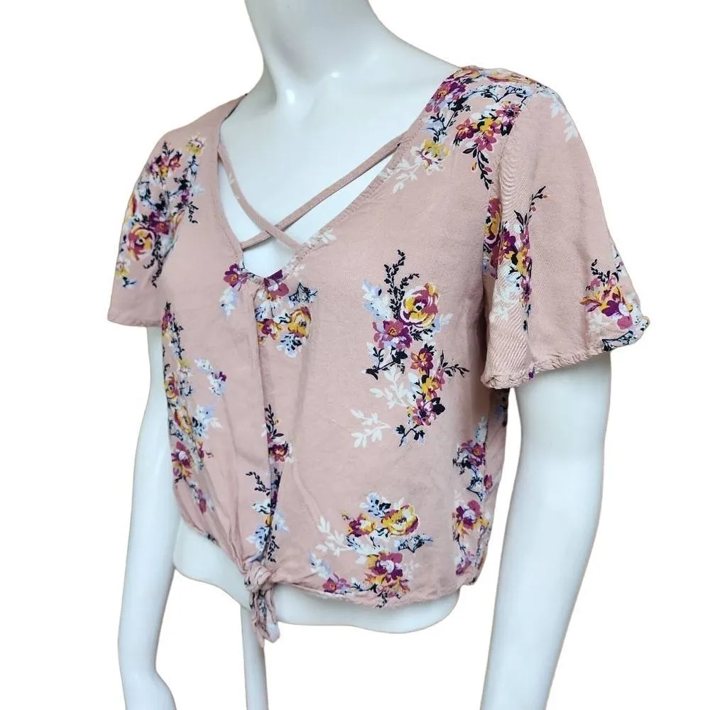 Mudd Pink Floral Blouse (S) - Image 2