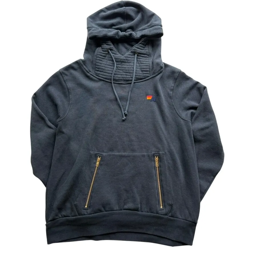 Aviator Nation Ninja Hoodie Sweatshirt Size Large Deep Navy Blue Funnel Neck - Image 2