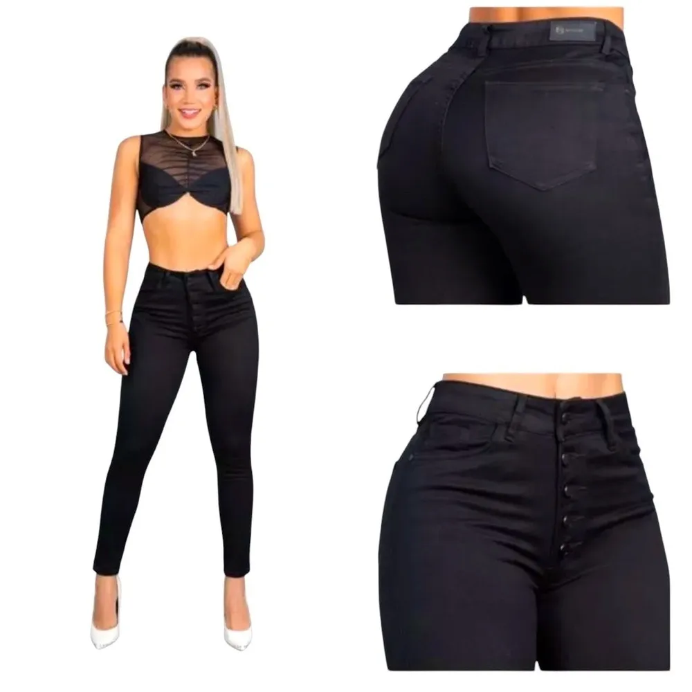 Gods Blessing colombian up Black High Rise Skinny Button Fly Jean 10 - Image 2