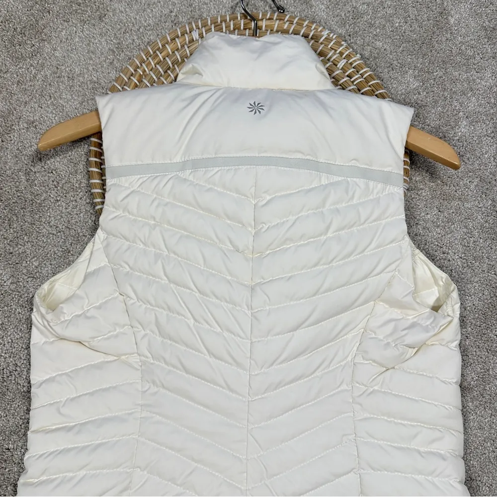 Athleta  So Down Asymmetrical Front Zip Puffer Vest Down Feather in Ivory Size S - Image 6