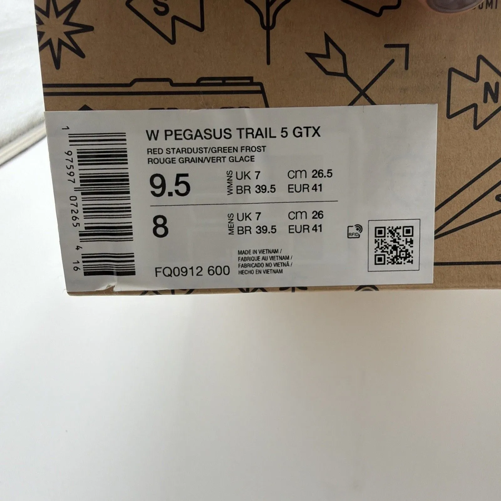 Nike Pegasus Trail 5 GORE-TEX Red Stardust Green Frost Womens 9.5 NWB - Image 6