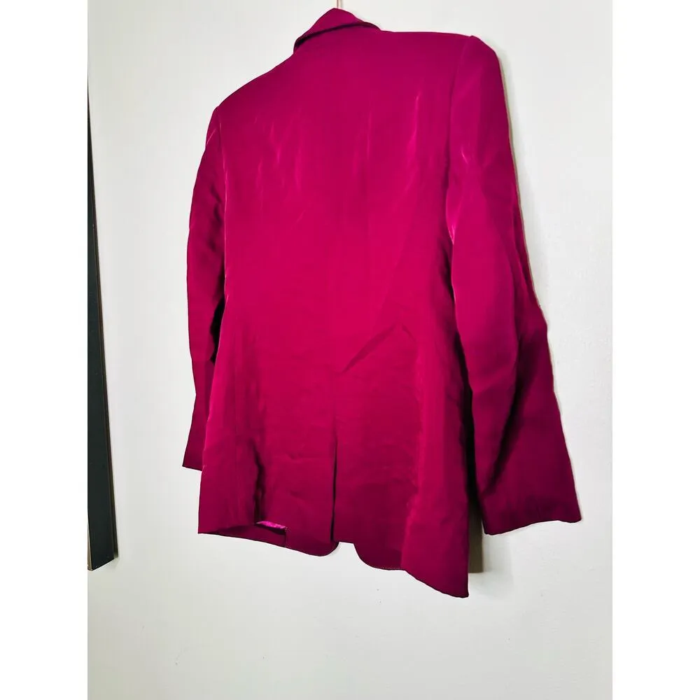 ENDLESS ROSE Purple Crepe Front Button Closure Jacket Blazer Size Extra Small - Image 4