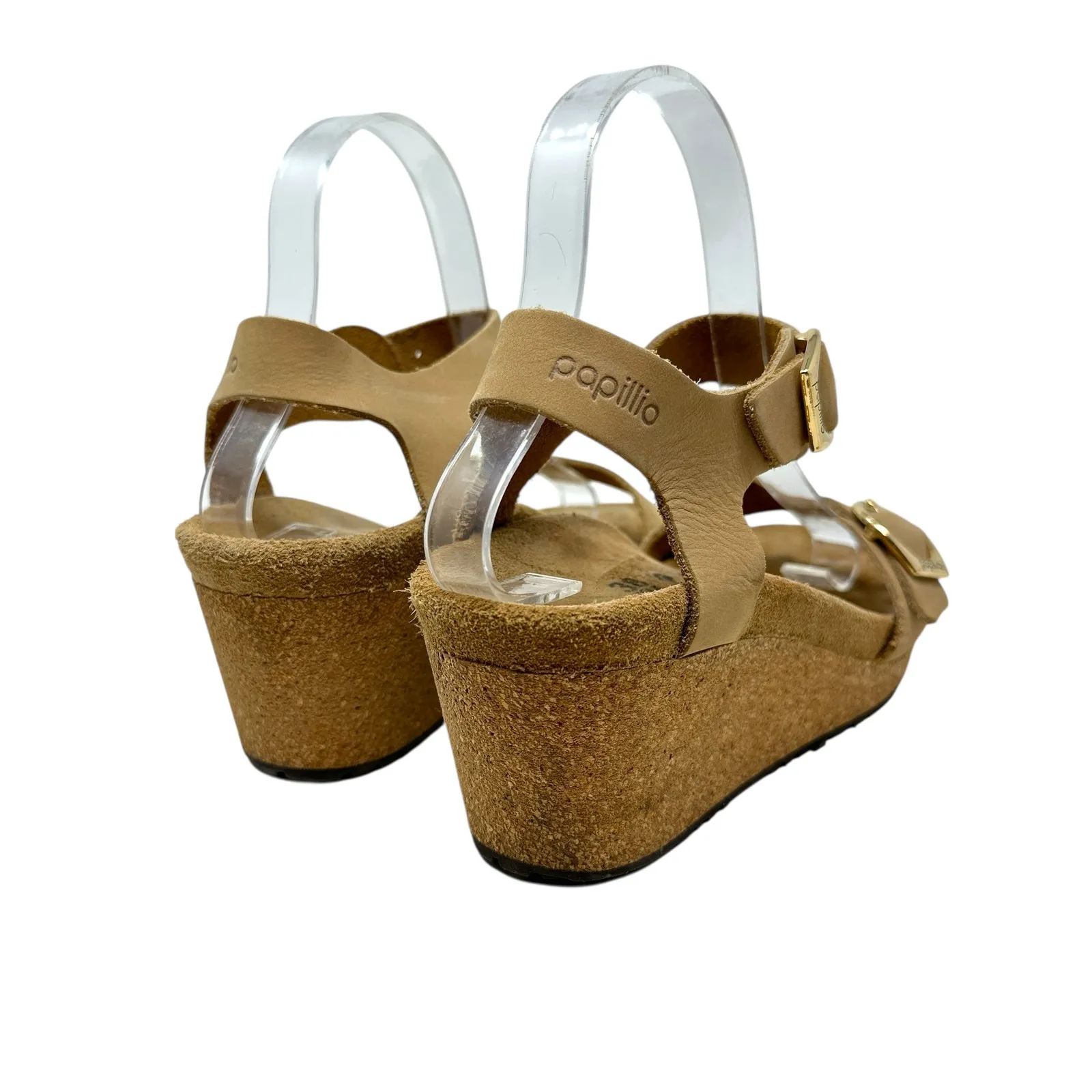 Birkenstock Papillio Soley Wedge Sandals Nubuck Leather Beige Tan 38 US 7 7.5‎ - Image 7