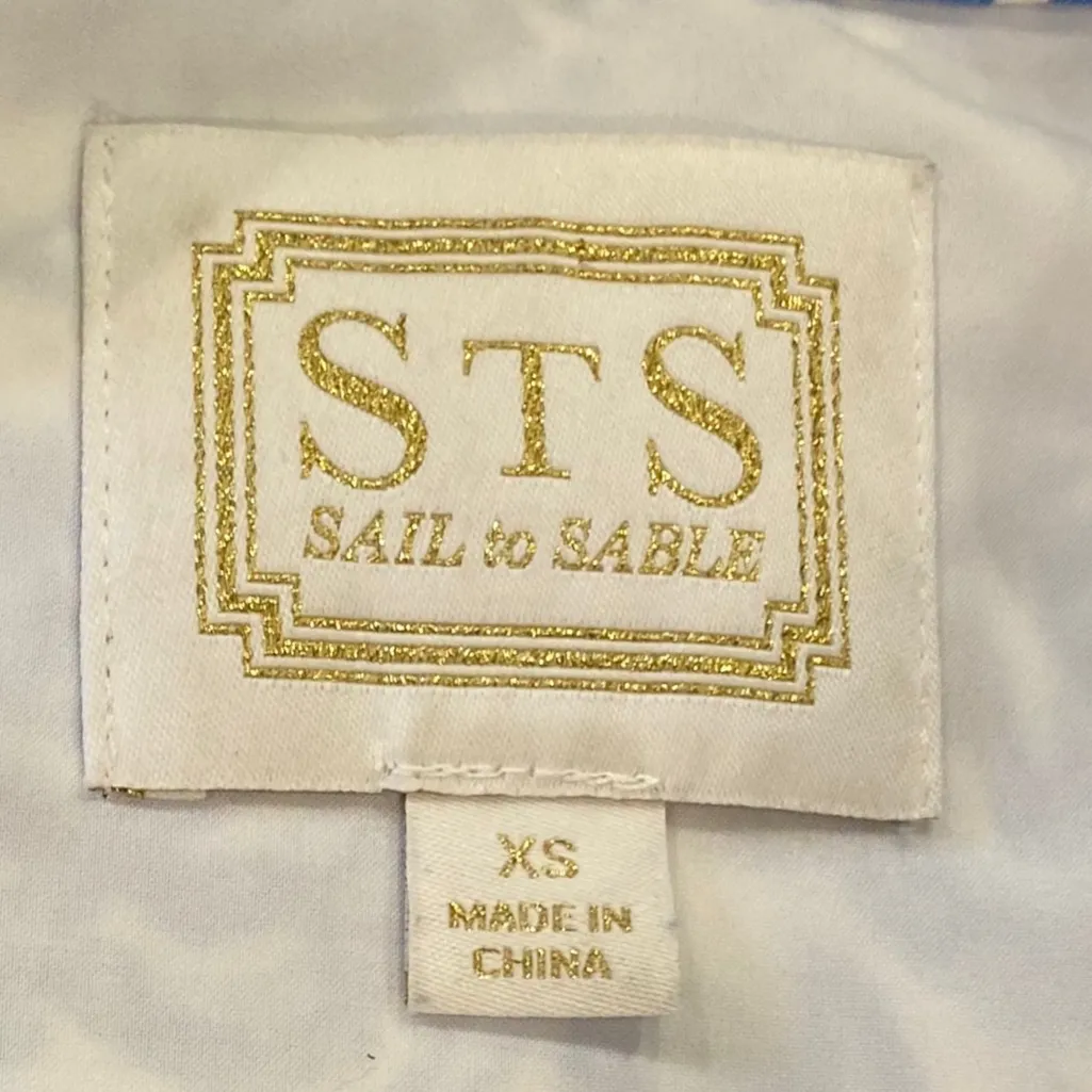 Sail to Sable Linen blend sleeveless shift dress blue & white Size Extra Small - Image 7