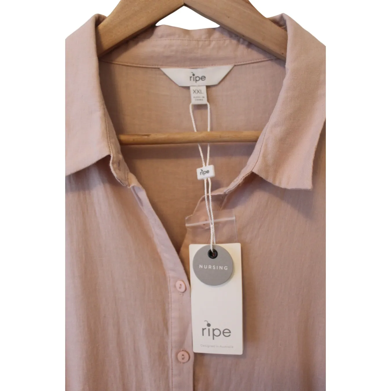 NWT Ripe Maternity Adel Linen Shirt Dress XXL Peachy Pink Button Front Size undefined - Image 4