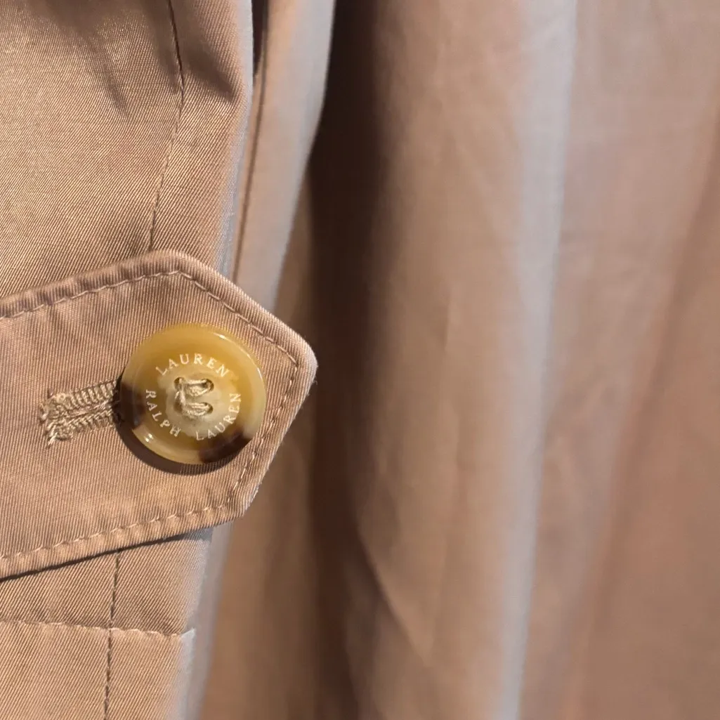 Lauren Ralph Lauren Khaki Tan Trench Coat Stand Collar Long Maxi Length  Large - Image 12