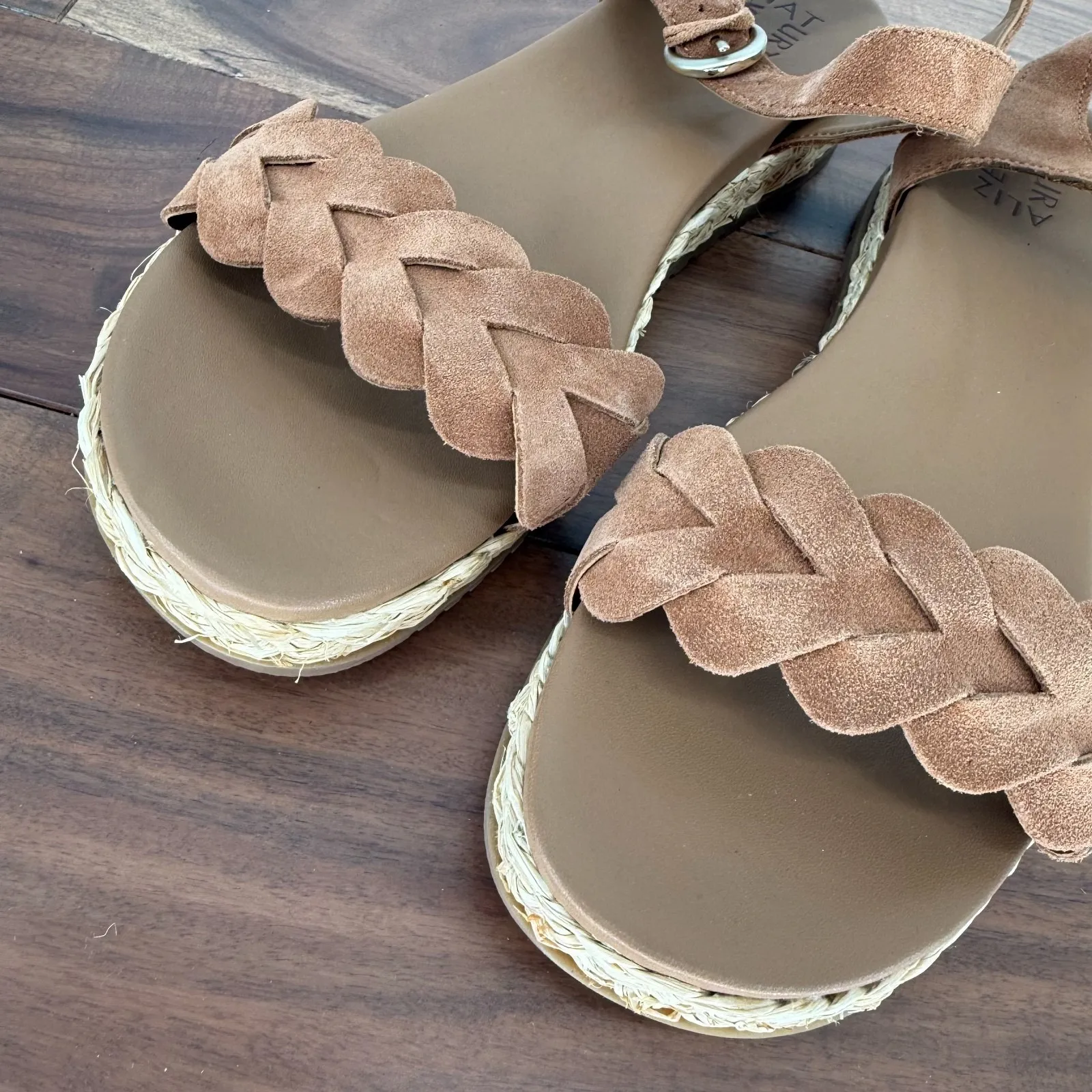 Naturalizer Sandals Womens Size 11 N Tea Brown Leather Neila Ankle Strap Braided - Image 4