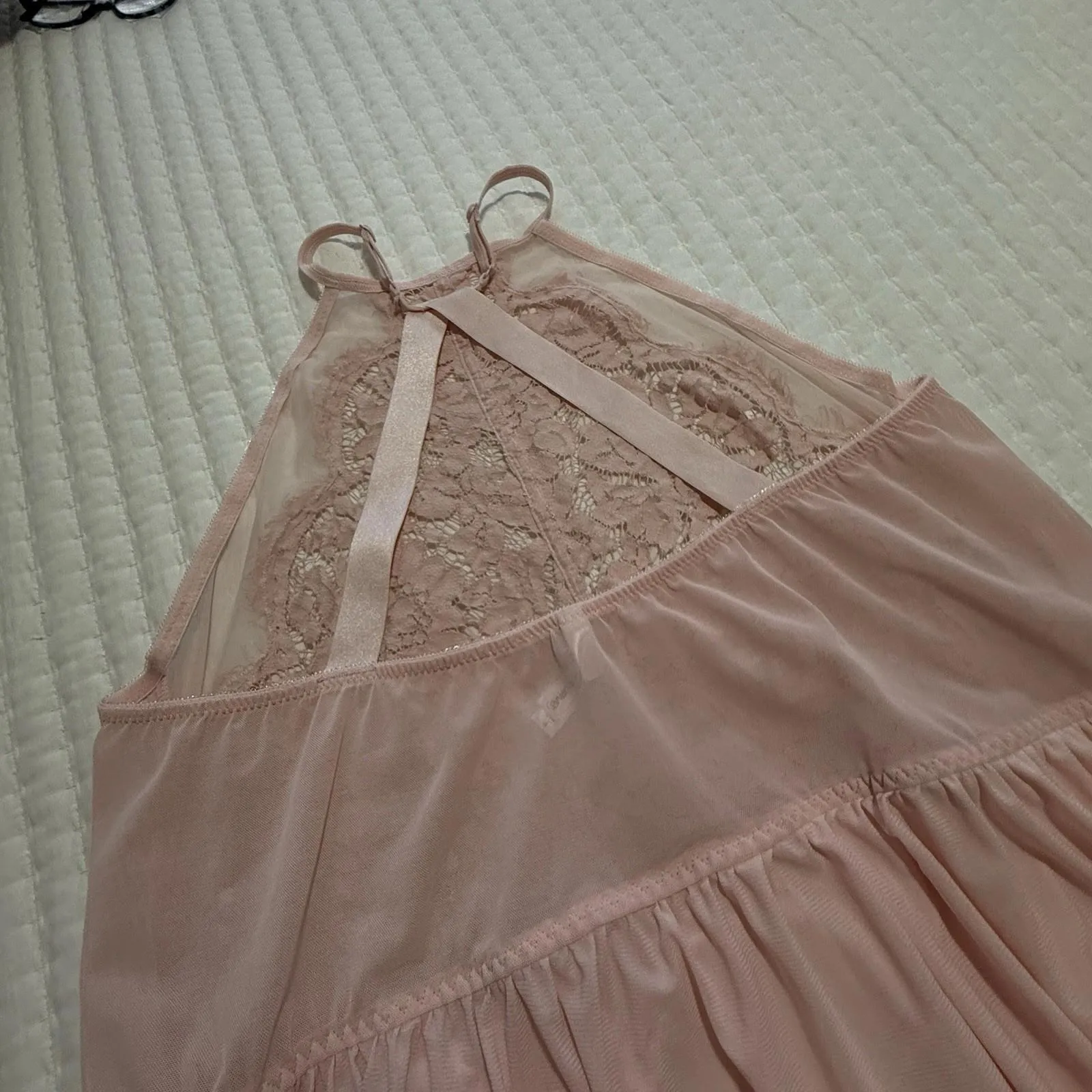 Torrid Light Pink High Neck Halter Top Lace Sheer Babydoll Slip Plus Size 4 4X - Image 11