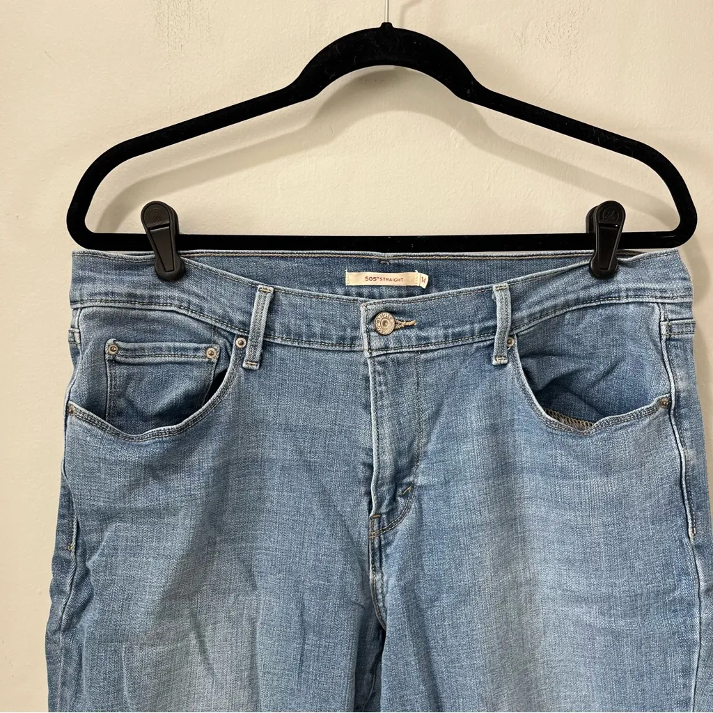 Levi's 505 Straight Leg Women's size 14 Regular Wash Blue Denim Jeans W34 L42 - Image 3