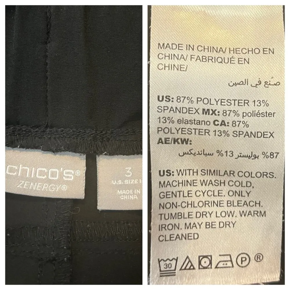 Chico’s Size 3 Pants Zenergy Golf Leisure Straight Leg Zip Pockets Women’s  16 - Image 7