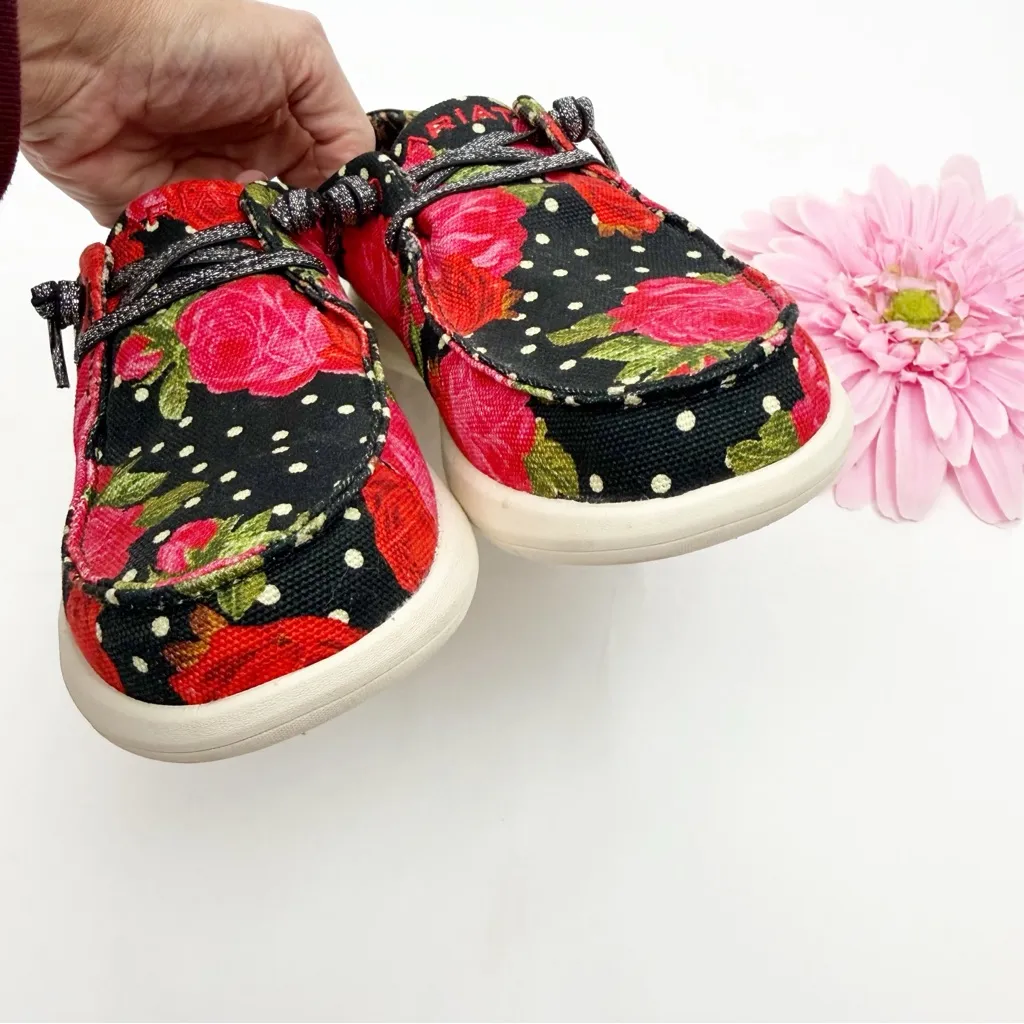 Ariat X Rodeo Quincy Punchy Polka Dot Hilo Shoes Floral Rose Print Slip On - Image 5
