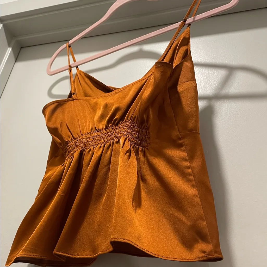 Abercrombie & Fitch A+F Rust Brown Orange Tank Top With Tie at Front - S - Image 14
