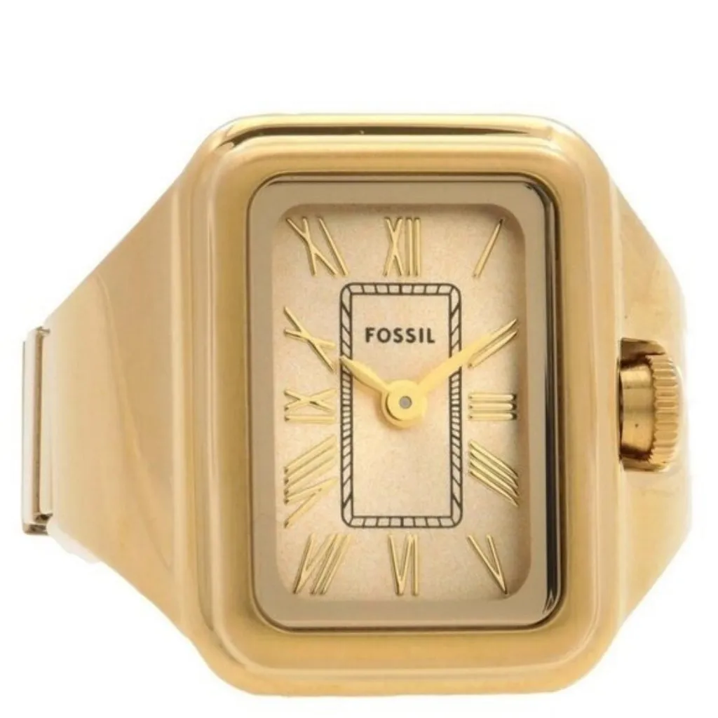NWT Authentic Fossil Raquel Watch Ring Quartz Gold Dial Women's Watch - Image 3