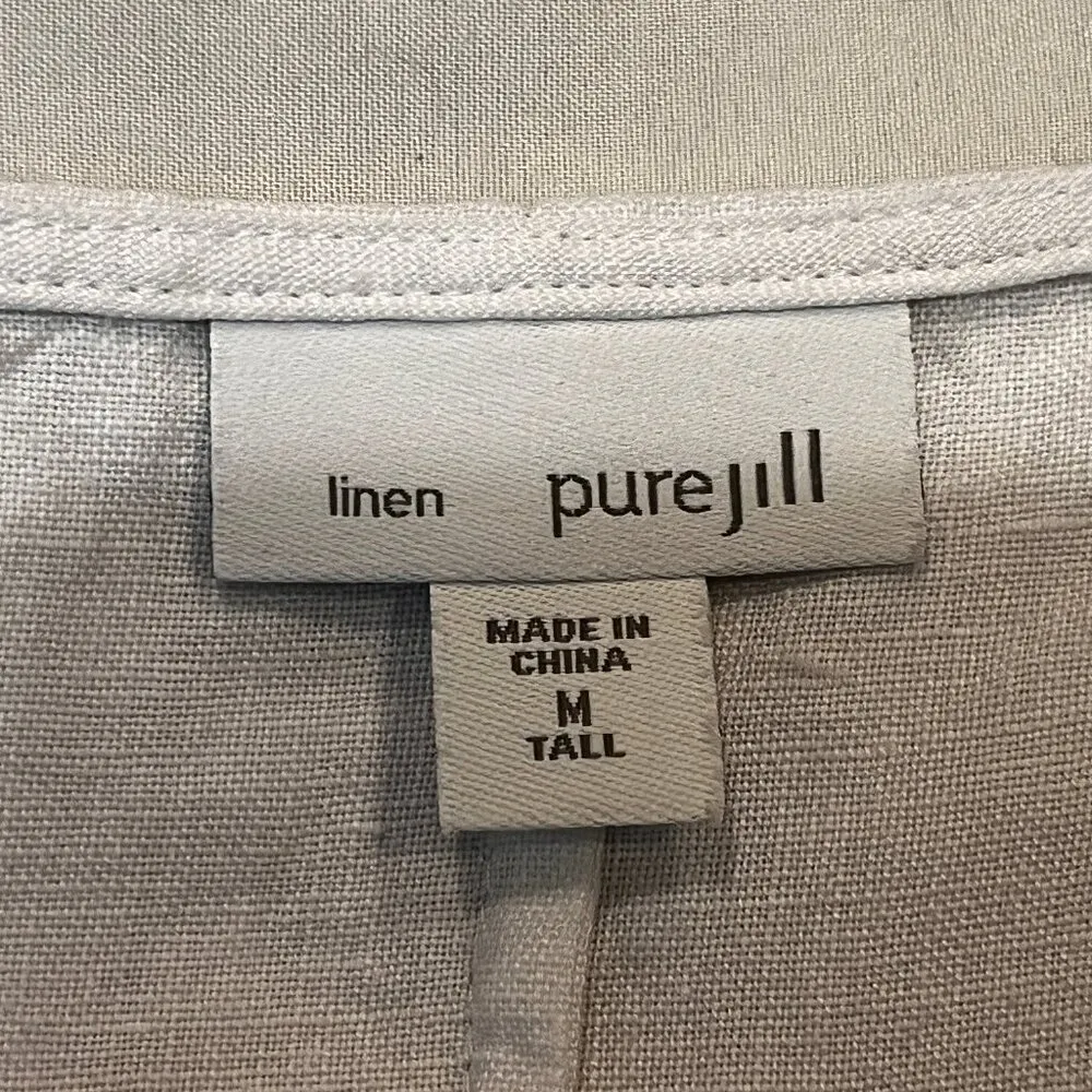 J Jill Pure Top M Tall Linen Loose Fit Boxy Tunic Lagenlook Coastal Beach White Size undefined - Image 10